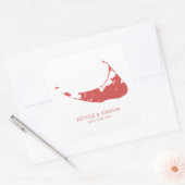 Nantucket Island Wedding Nantucket Red Quadratischer Aufkleber (Umschlag)