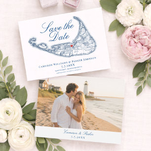 Nantucket Karte Elegante Navyblaue Hochzeit