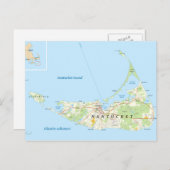 Nantucket Karte Postkarte (Vorne/Hinten)