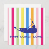 Nantucket-Liebe Bright Bold Stripe FlatCard (leer) (Vorne/Hinten)