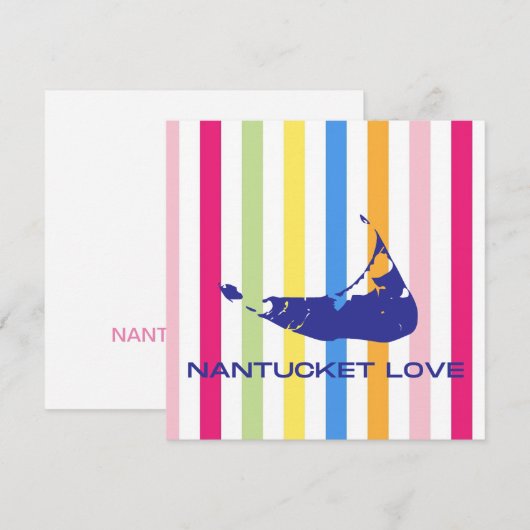 Nantucket-Liebe Bright Bold Stripe FlatCard (leer) (Vorne/Hinten)