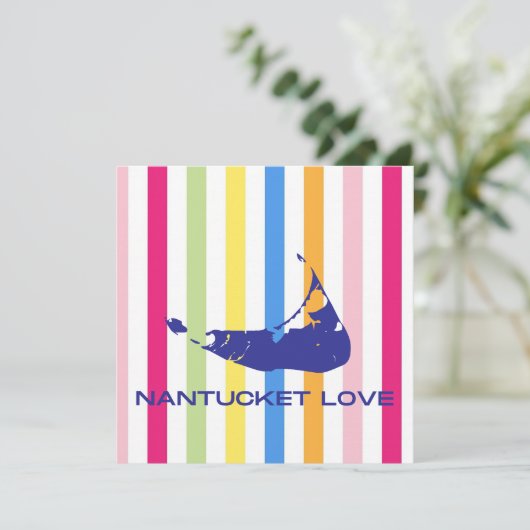 Nantucket-Liebe Bright Bold Stripe FlatCard (leer) (Stehend Vorderseite)