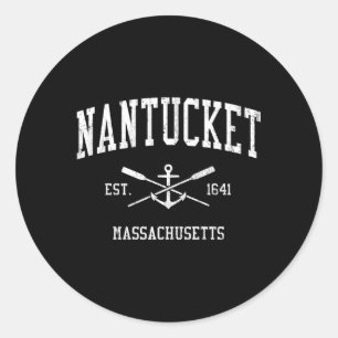 Nantucket Ma Crossed Oars Boat Anchor Sports Runder Aufkleber