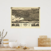 Nantucket, MA Panorama Karte - 1881 Poster (Küche)