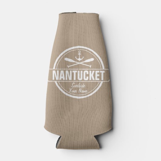 Nantucket, MA personalisierter Name, nautischer An Flaschenkühler (Vorderseite)