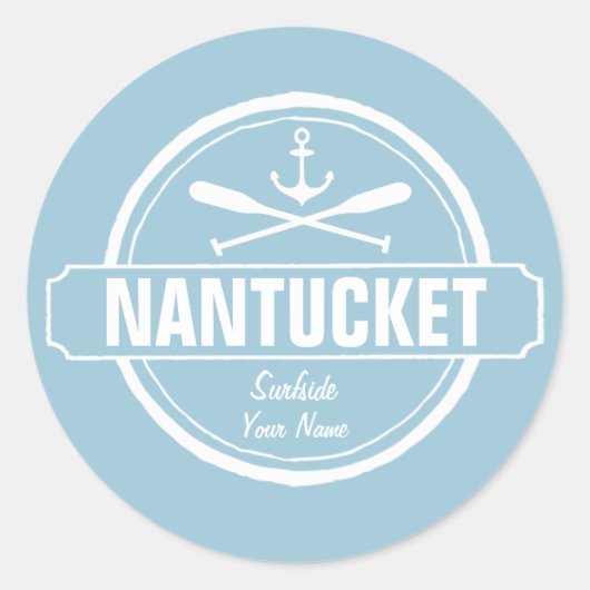 Nantucket, MA personalisierter Name, nautischer An Runder Aufkleber (Vorderseite)