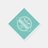 Nantucket, MA personalisierter Name, nautischer An Serviette (Ecke)