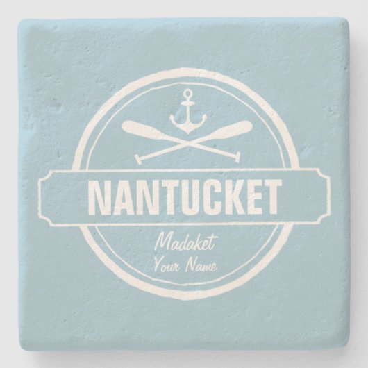 Nantucket, MA personalisierter Name, nautischer An Steinuntersetzer (Vorderseite)