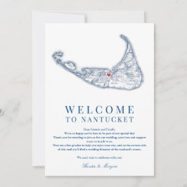 Nantucket MA Wedding Welcome Itinerary Navy Blue Dankeskarte