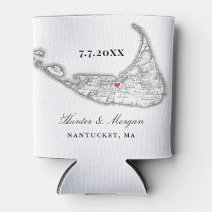 Nantucket Map Black and White Gastgeschenk Hochzei Dosenkühler