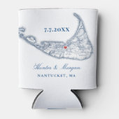 Nantucket Map Navy Blue Gastgeschenk Hochzeit Drin Dosenkühler (Vorderseite)