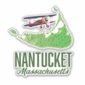 Nantucket Massachusetts Karte Aufkleber (Vorderseite)