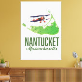 Nantucket Massachusetts Karte Leinwanddruck (Insitu (Wohnzimmer))