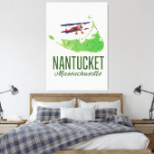 Nantucket Massachusetts Karte Leinwanddruck (Insitu (Schlafzimmer))