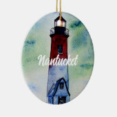 Nantucket Massachusetts Lighthouse Wasserfarbe Keramik Ornament (Rechts)