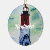 Nantucket Massachusetts Lighthouse Wasserfarbe Keramik Ornament (Links)