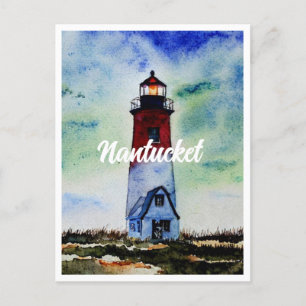 Nantucket Massachusetts Lighthouse Wasserfarbe Postkarte