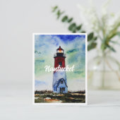 Nantucket Massachusetts Lighthouse Wasserfarbe Postkarte (Stehend Vorderseite)