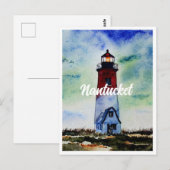 Nantucket Massachusetts Lighthouse Wasserfarbe Postkarte (Vorne/Hinten)