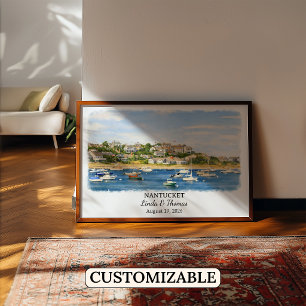 Nantucket Massachusetts Poster, Aquarell, Maßgesch Poster