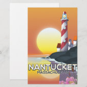 Nantucket Massachusetts Reiseplakat Briefpapier (Vorne/Hinten)