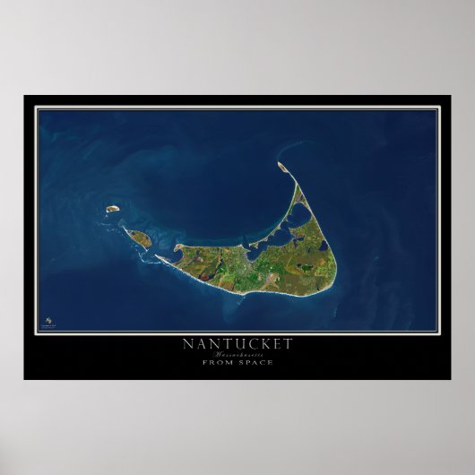 Nantucket Massachusetts Satellite Poster Karte (Vorne)
