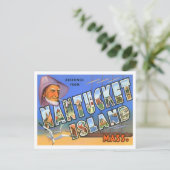 Nantucket, Massachusetts Vintag Big Letters Postkarte (Stehend Vorderseite)