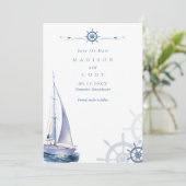 Nantucket Nautical Foto Wedding Save The Date (Stehend Vorderseite)
