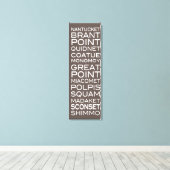 Nantucket Orte Schieferbraun-Weiß-Wanddekor Leinwanddruck (Insitu (Holzboden))