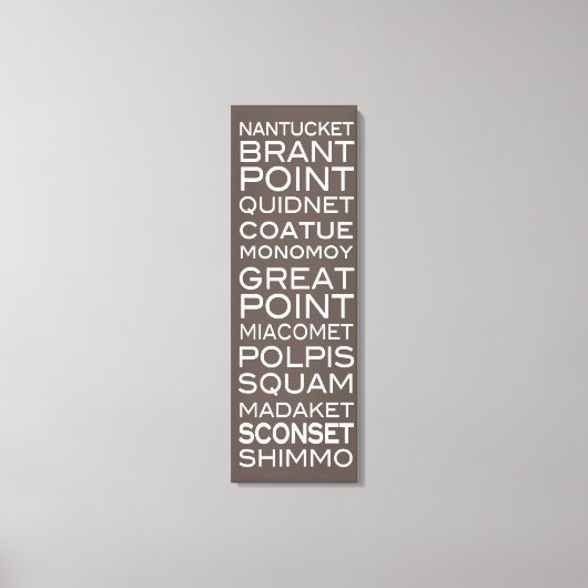 Nantucket Orte Schieferbraun-Weiß-Wanddekor Leinwanddruck (Vorderseite)