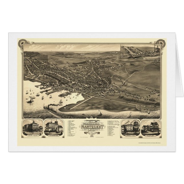Nantucket, panoramische Karte MAs - 1881 (Vorderseite (Horizontal))
