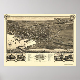 Nantucket, panoramische Karte MAs - 1881 Poster