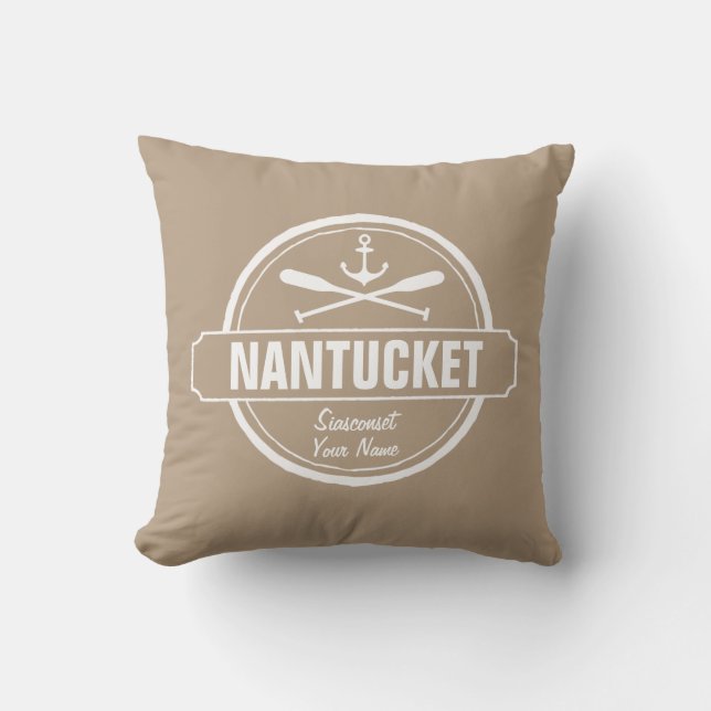 Nantucket, personalisierter Name MAs, Seeanker Kissen (Vorderseite)