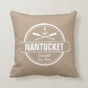 Nantucket, personalisierter Name MAs, Seeanker Kissen