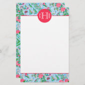 Nantucket Preppy Palm Beach Pattern Mit Monogramm Briefpapier (Vorne/Hinten)