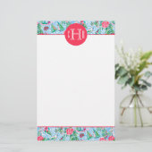 Nantucket Preppy Palm Beach Pattern Mit Monogramm Briefpapier (Stehend Vorderseite)