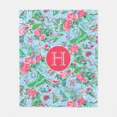 Nantucket Preppy Palm Beach Pattern Mit Monogramm Fleecedecke (Vorderseite)