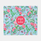 Nantucket Preppy Palm Beach Pattern Mit Monogramm Fleecedecke (Vorderseite (Horizontal))