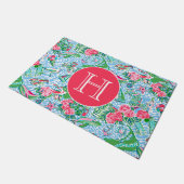 Nantucket Preppy Palm Beach Pattern Mit Monogramm Fußmatte (Schrägansicht)