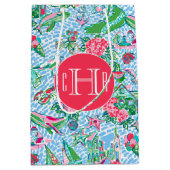 Nantucket Preppy Palm Beach Pattern Mit Monogramm Mittlere Geschenktüte (Vorderseite)