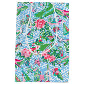 Nantucket Preppy Palm Beach Pattern Mit Monogramm Mittlere Geschenktüte (Rückseite)