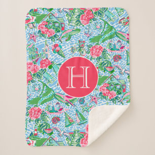 Nantucket Preppy Palm Beach Pattern Mit Monogramm Sherpadecke
