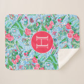 Nantucket Preppy Palm Beach Pattern Mit Monogramm Sherpadecke (Vorderseite (Horizontal))