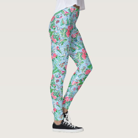 Nantucket Preppy Palm Beach Print Leggings (Rechts)