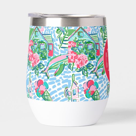 Nantucket Preppy Palm Beach Print Mit Monogramm (Rechts)