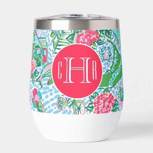 Nantucket Preppy Palm Beach Print Mit Monogramm (Vorderseite)