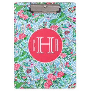 Nantucket Preppy Palm Beach Print Mit Monogramm Klemmbrett
