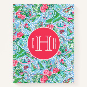 Nantucket Preppy Palm Beach Print Mit Monogramm Notizblock