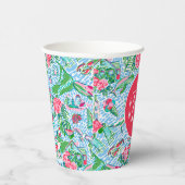 Nantucket Preppy Palm Beach Print Mit Monogramm Pappbecher (Rechts)