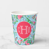 Nantucket Preppy Palm Beach Print Mit Monogramm Pappbecher (Vorderseite)